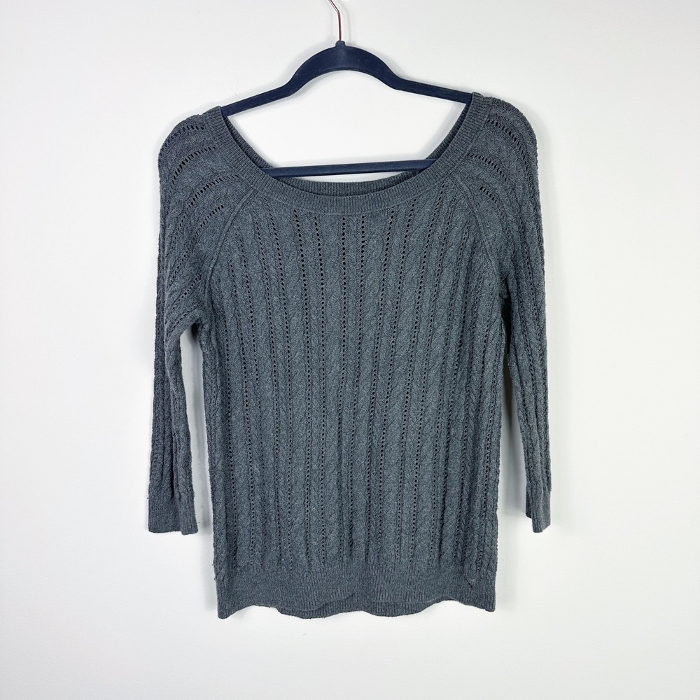 American Eagle Womens Gray Cable Knit Sweater Y2K Elena Gilbert Classic Size M‎